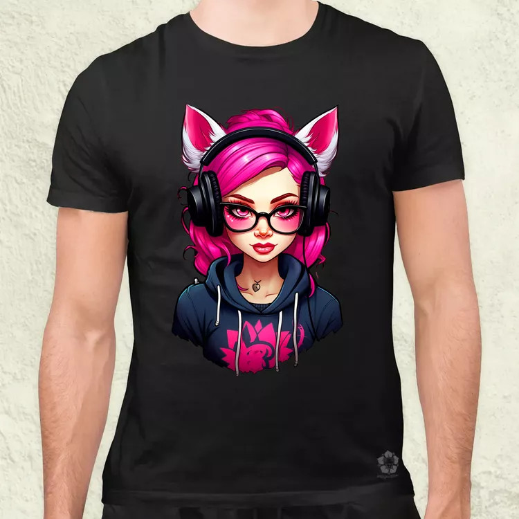 Pink gamer macskalány v2 férfi póló