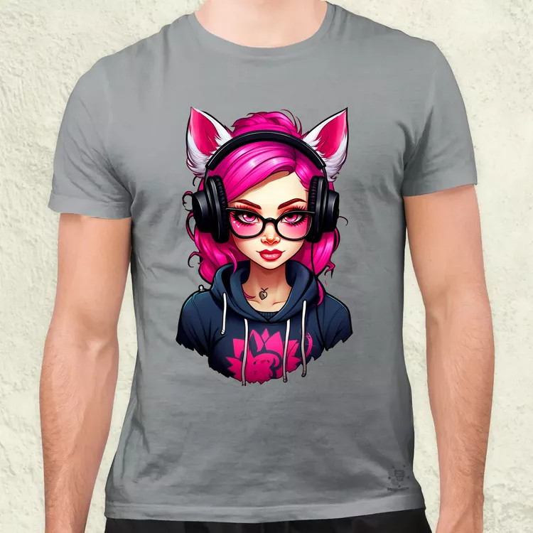 Pink gamer macskalány v2 férfi póló