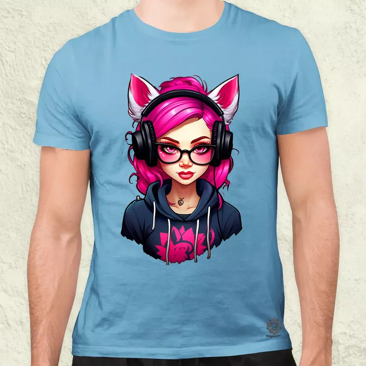 Pink gamer macskalány v2 férfi póló