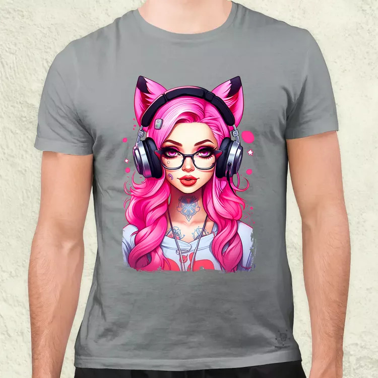 Pink gamer macskalány v4 férfi póló
