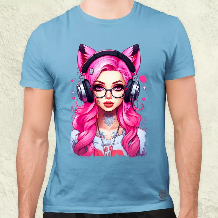 Pink gamer macskalány v4 férfi póló
