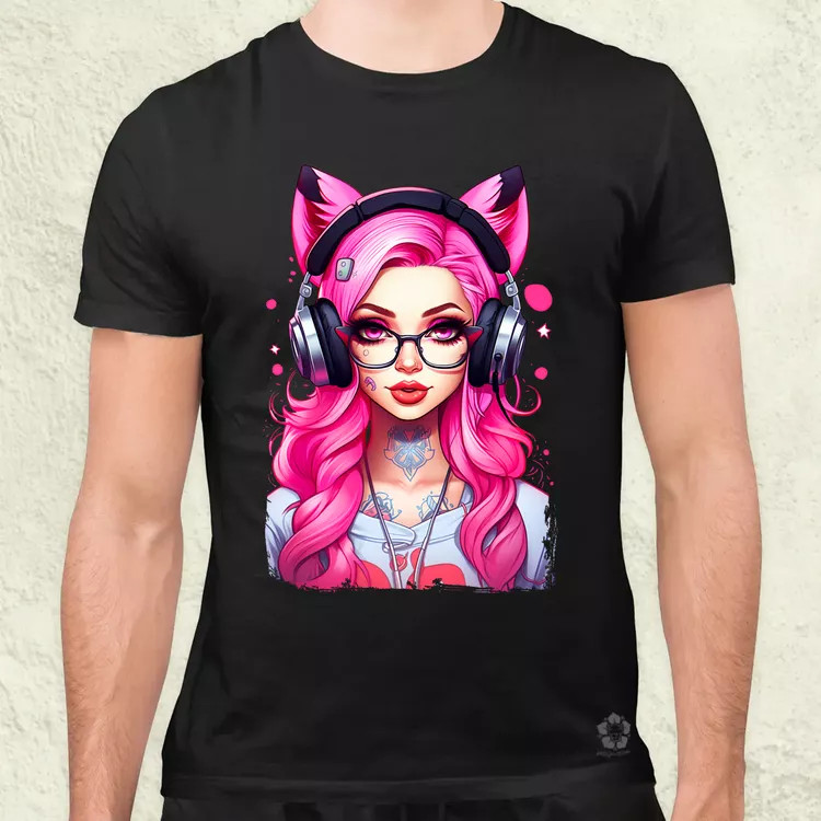 Pink gamer macskalány v4 férfi póló