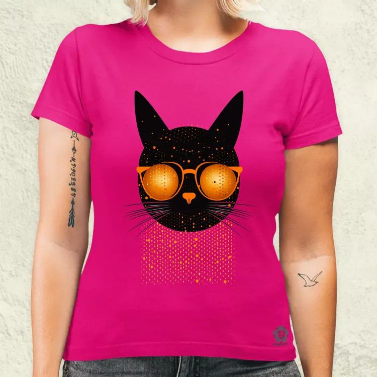 Pozitív alakzat negatív tér macska v6 női póló