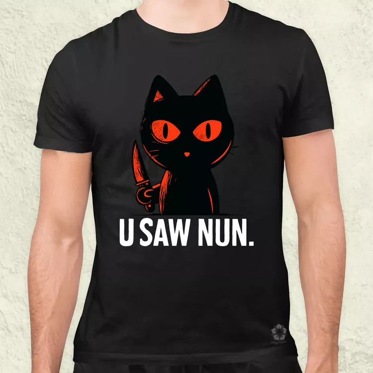 U saw nun fekete férfi póló