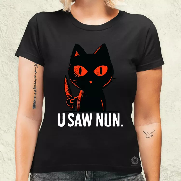 U saw nun fekete női póló