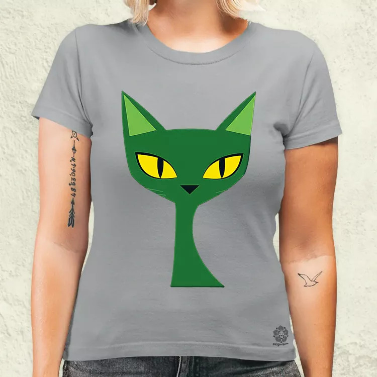 Zöld macska v5 női póló