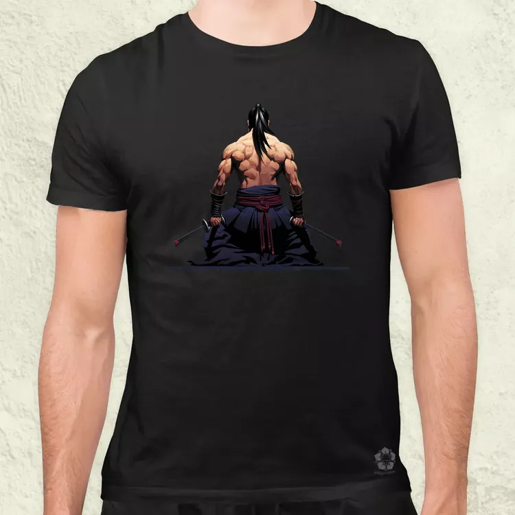 Pixelart Szamuráj hátulról v1 férfi póló