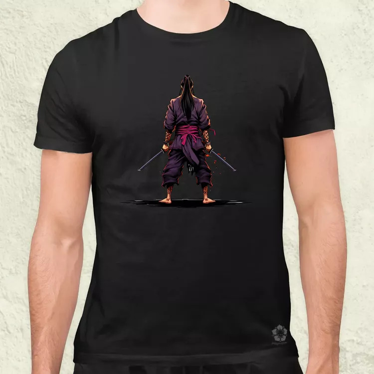 Pixelart Szamuráj hátulról v2 férfi póló