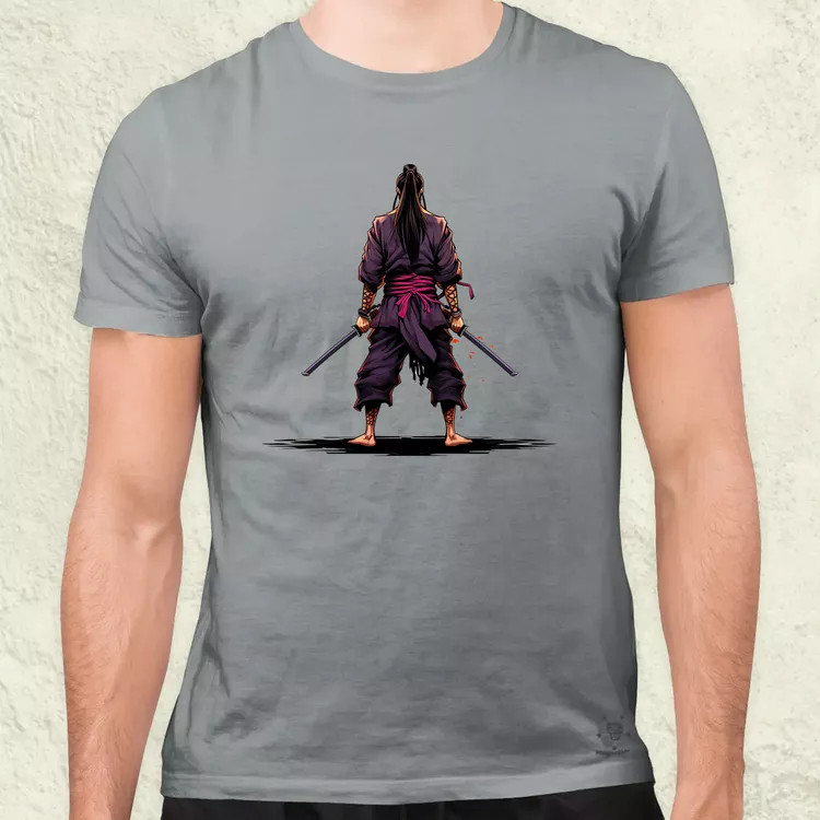 Pixelart Szamuráj hátulról v2 férfi póló