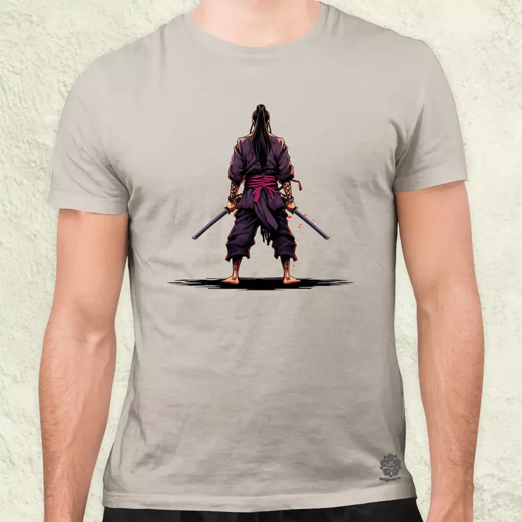 Pixelart Szamuráj hátulról v2 férfi póló