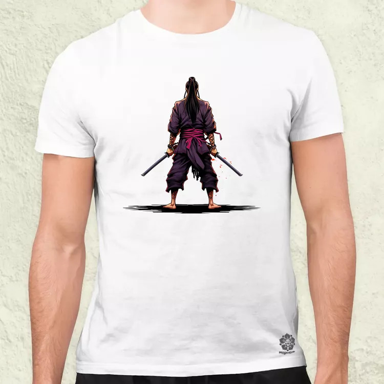 Pixelart Szamuráj hátulról v2 férfi póló