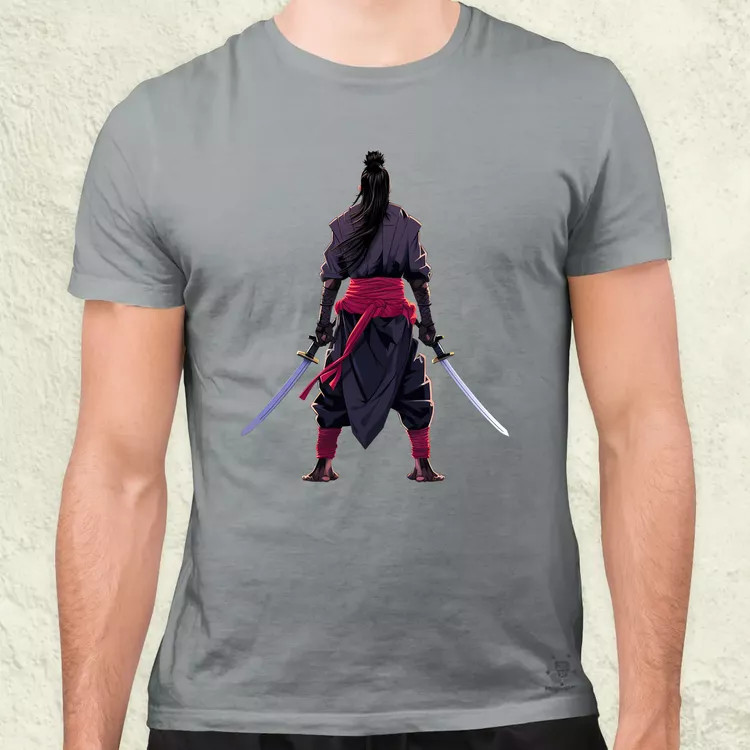 Pixelart Szamuráj hátulról v4 férfi póló