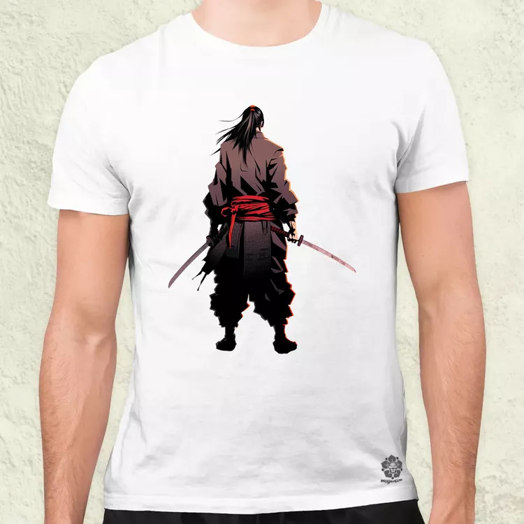 Pixelart Szamuráj hátulról v5 férfi póló