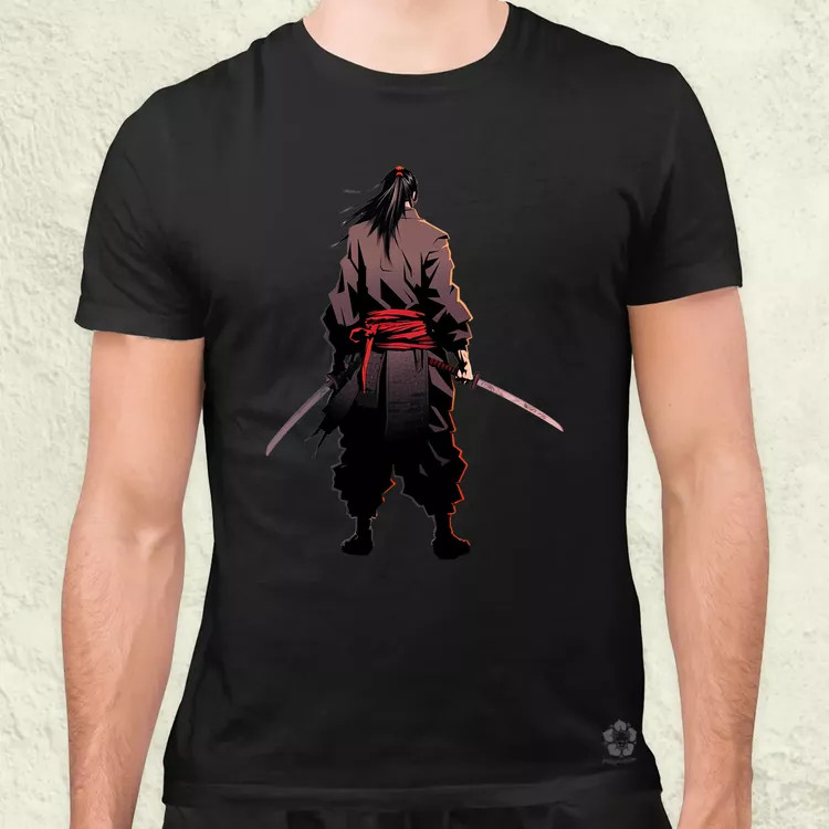 Pixelart Szamuráj hátulról v5 férfi póló
