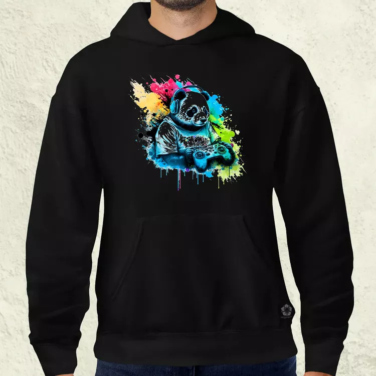 Gamer panda férfi pulóver