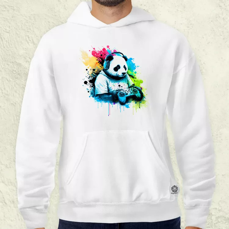 Gamer panda férfi pulóver
