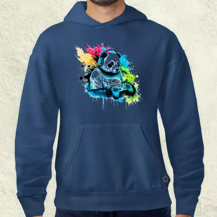 Gamer panda férfi pulóver