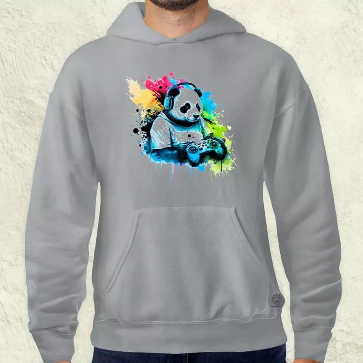 Gamer panda férfi pulóver