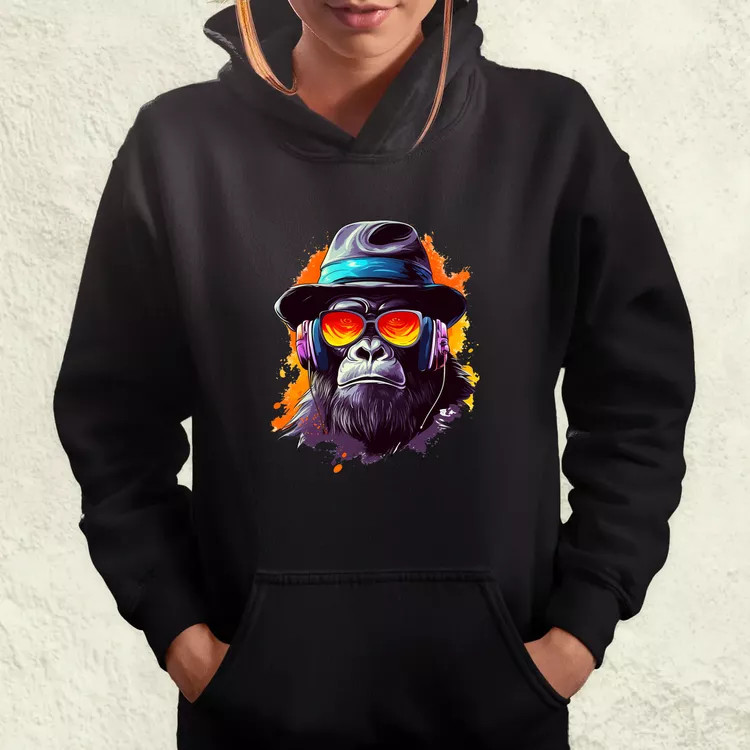 Gorilla zenét hallgat v10 női pulóver