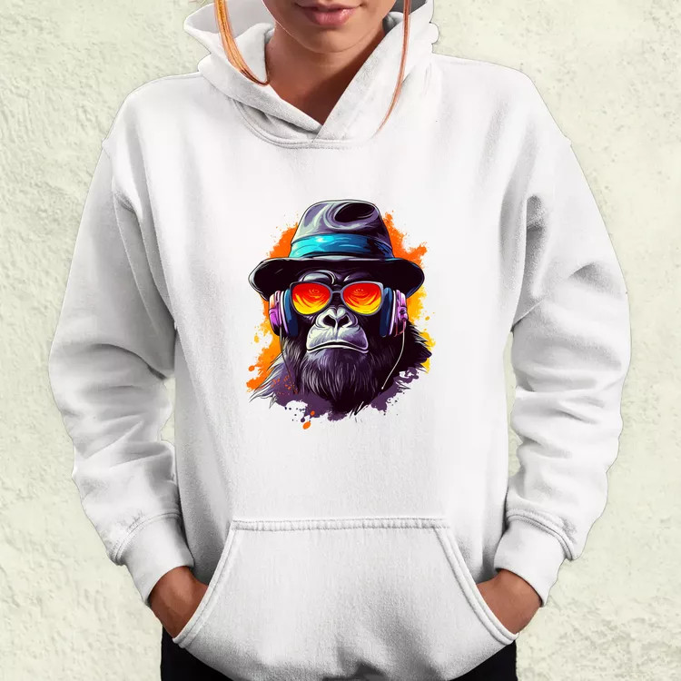 Gorilla zenét hallgat v10 női pulóver