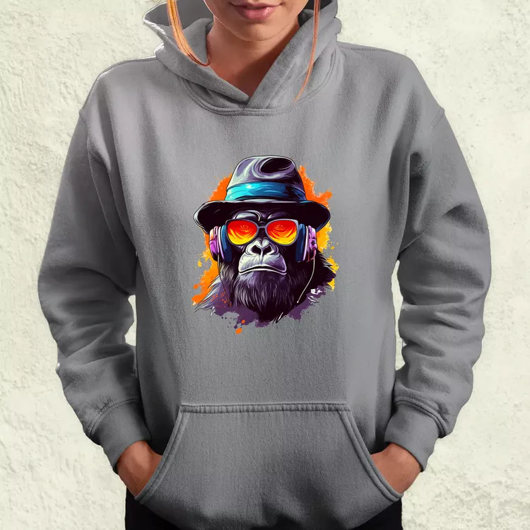 Gorilla zenét hallgat v10 női pulóver