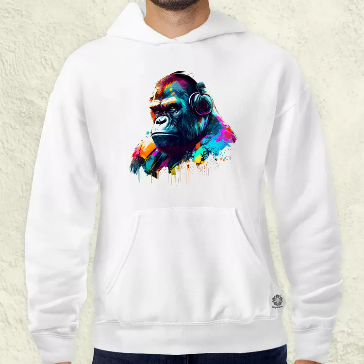 Gorilla zenét hallgat v2 férfi pulóver