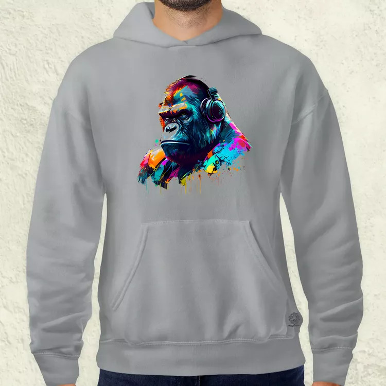 Gorilla zenét hallgat v2 férfi pulóver