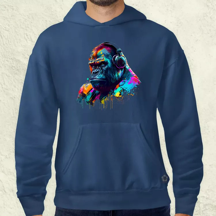 Gorilla zenét hallgat v2 férfi pulóver