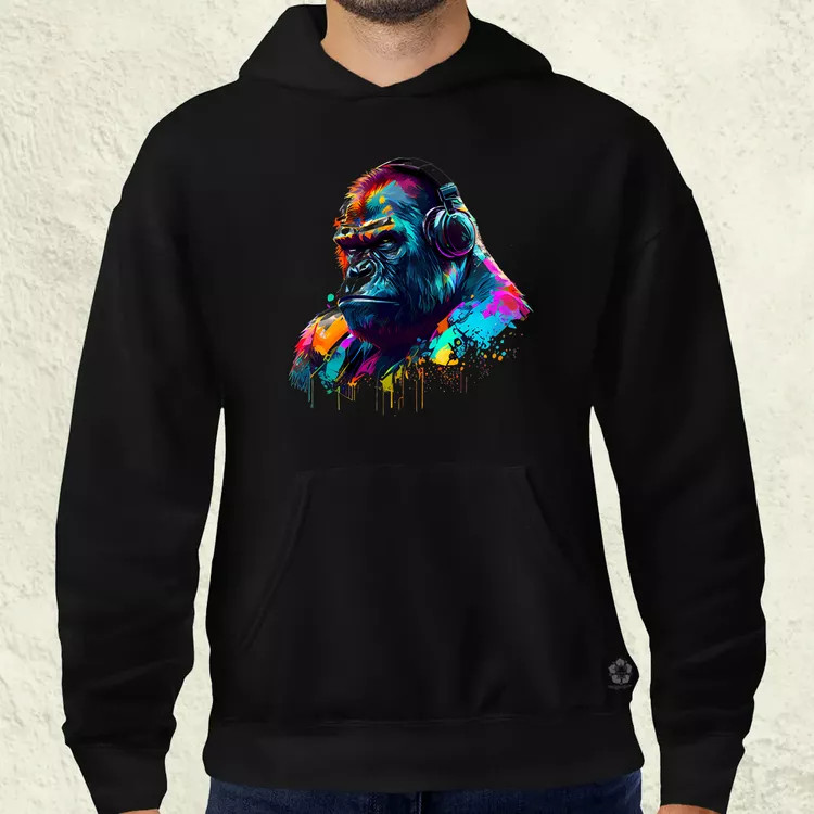 Gorilla zenét hallgat v2 férfi pulóver