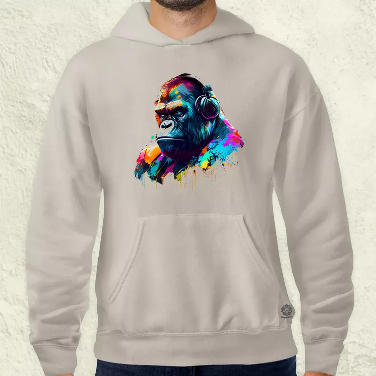 Gorilla zenét hallgat v2 férfi pulóver