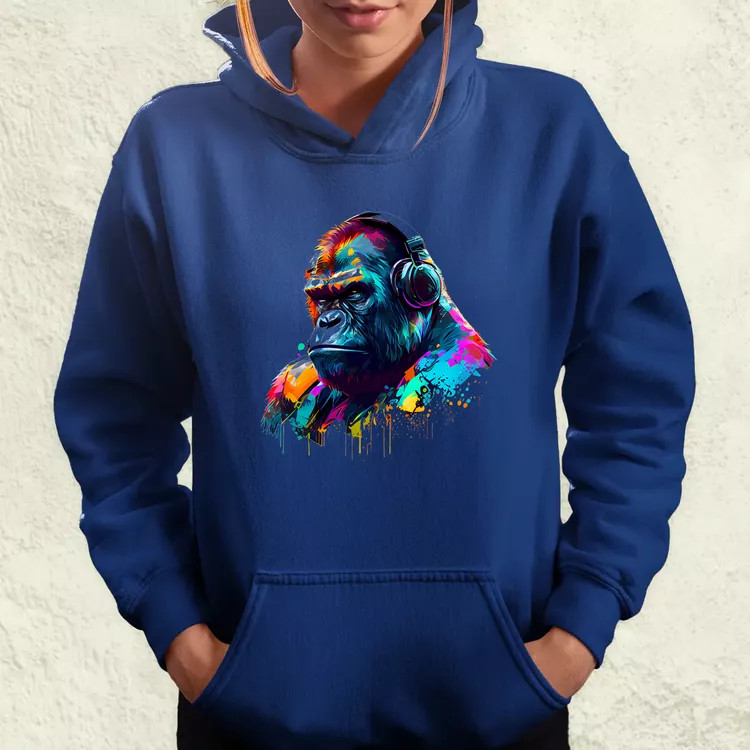 Gorilla zenét hallgat v2 női pulóver