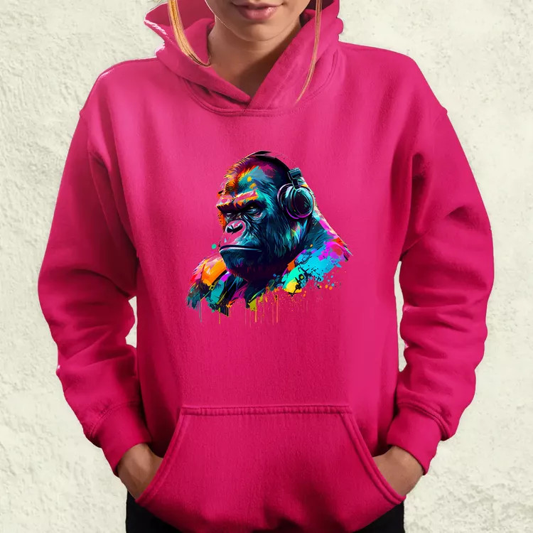 Gorilla zenét hallgat v2 női pulóver