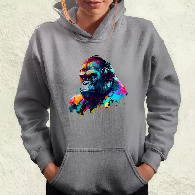 Gorilla zenét hallgat v2 női pulóver