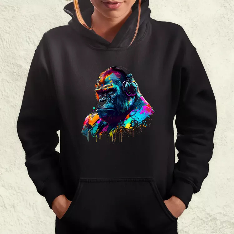 Gorilla zenét hallgat v2 női pulóver