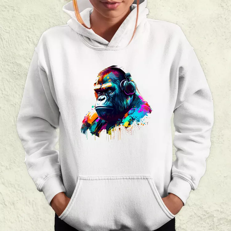 Gorilla zenét hallgat v2 női pulóver