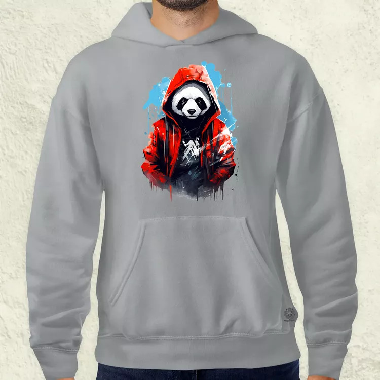 Kapucnis panda v1 férfi pulóver