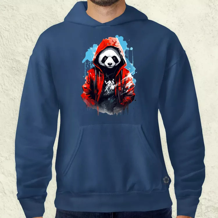 Kapucnis panda v1 férfi pulóver