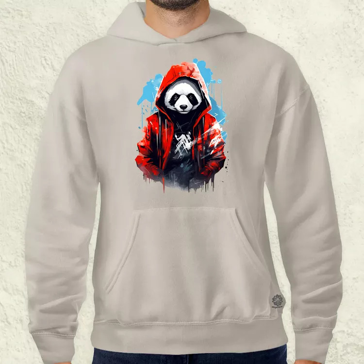Kapucnis panda v1 férfi pulóver