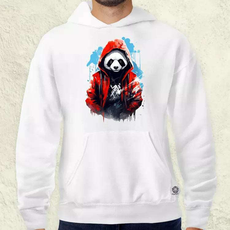 Kapucnis panda v1 férfi pulóver