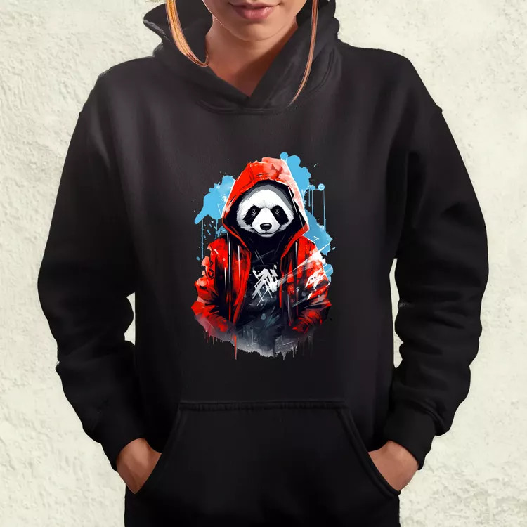Kapucnis panda v1 női pulóver