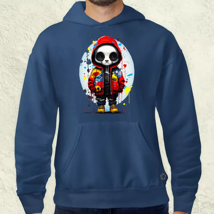 Kapucnis panda v2 férfi pulóver