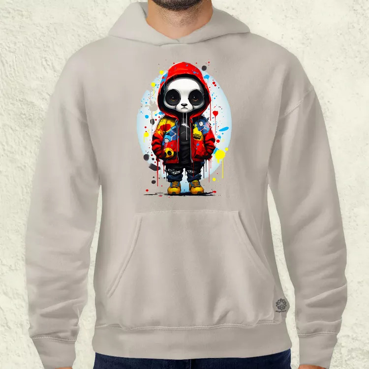 Kapucnis panda v2 férfi pulóver