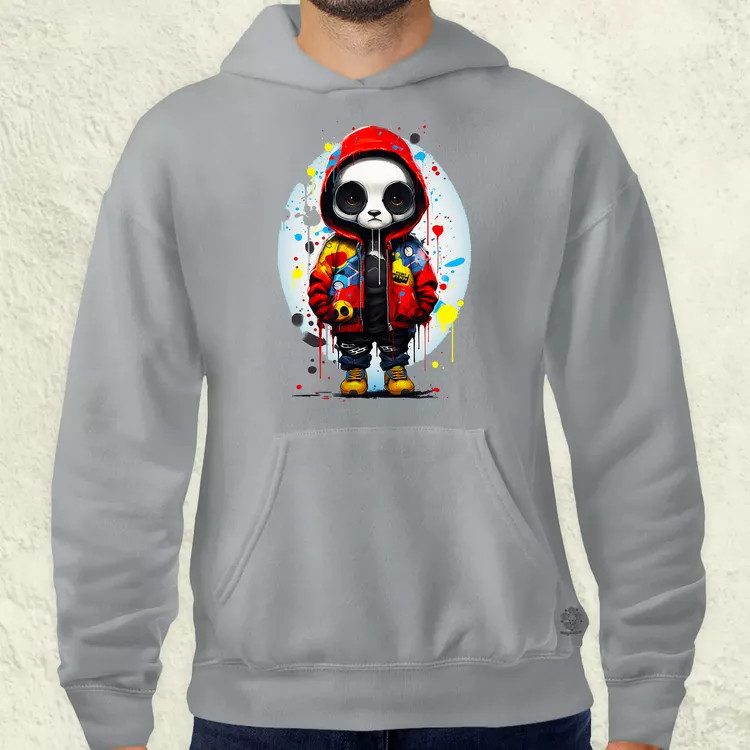 Kapucnis panda v2 férfi pulóver