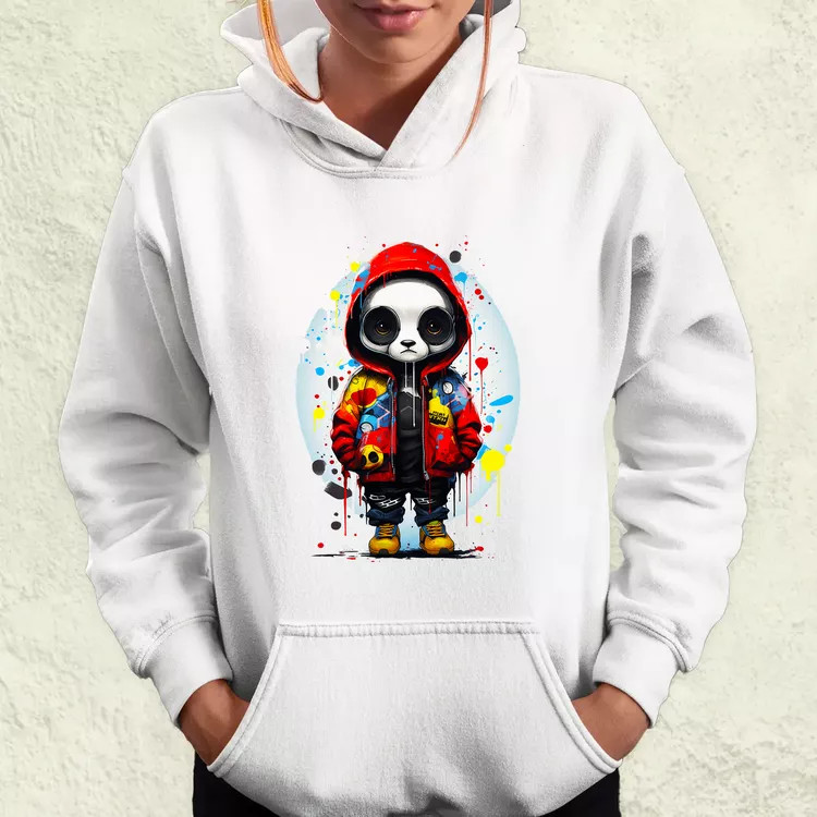 Kapucnis panda v2 női pulóver