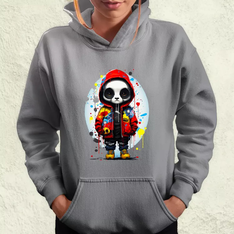 Kapucnis panda v2 női pulóver