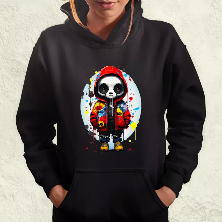 Kapucnis panda v2 női pulóver