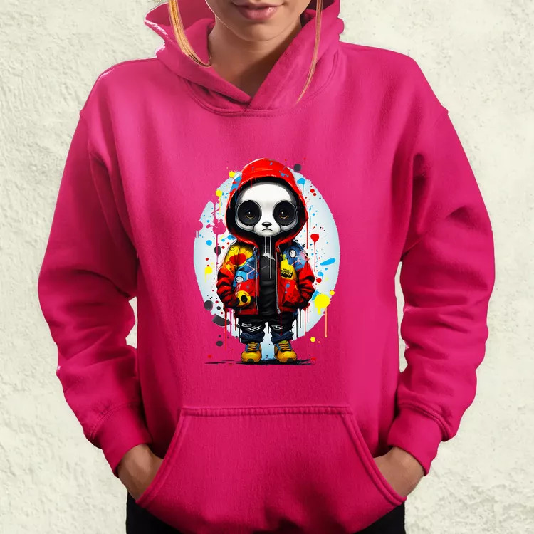 Kapucnis panda v2 női pulóver