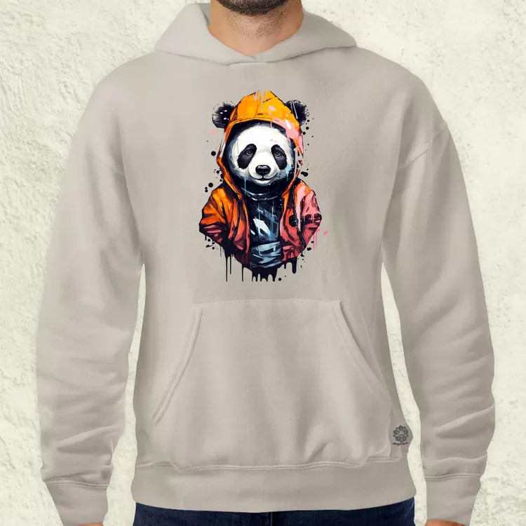 Kapucnis panda v3 férfi pulóver