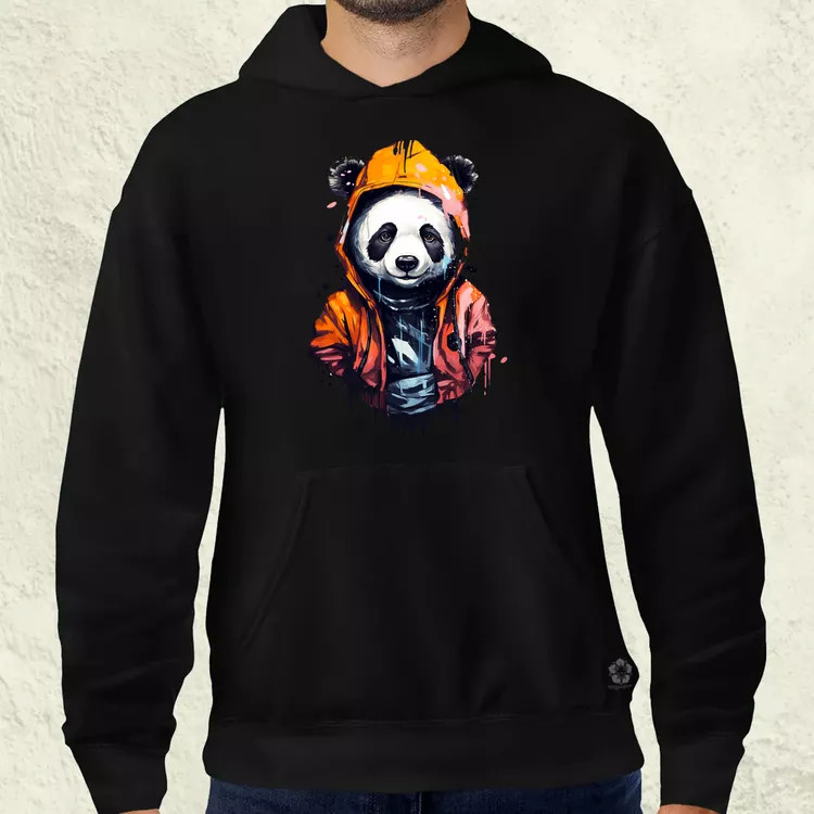 Kapucnis panda v3 férfi pulóver