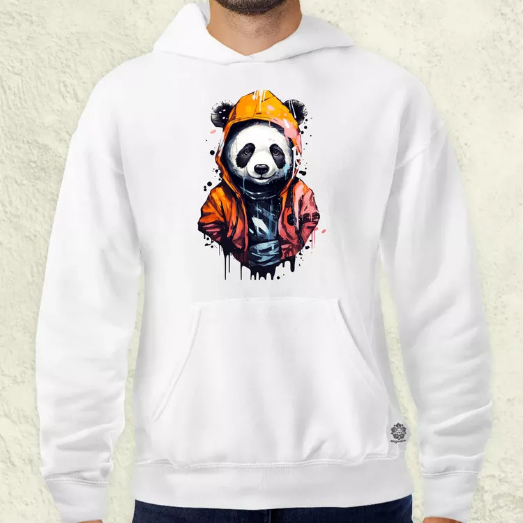 Kapucnis panda v3 férfi pulóver